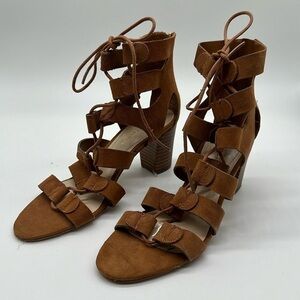 Marc Fisher Paradox Gladiator Heel Sandals Brown Size 6.5